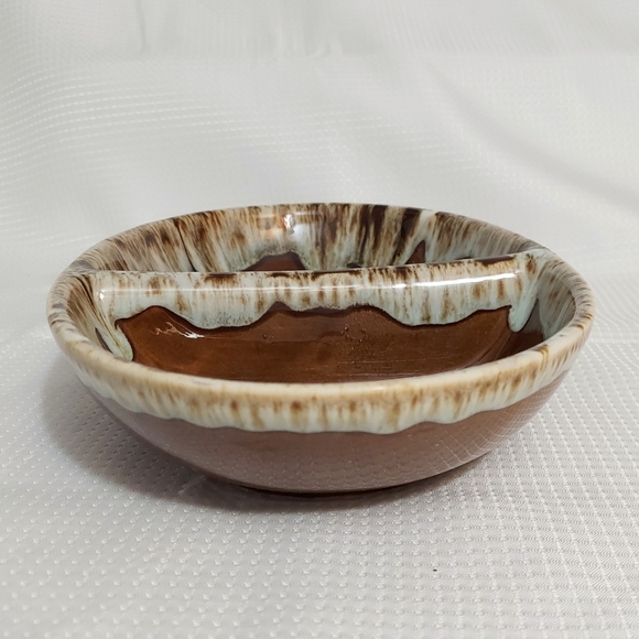 Canonsburg Divided Serving Dish Oval Vegetable Bowl Glazed Brown Stoneware - Picture 6 of 11